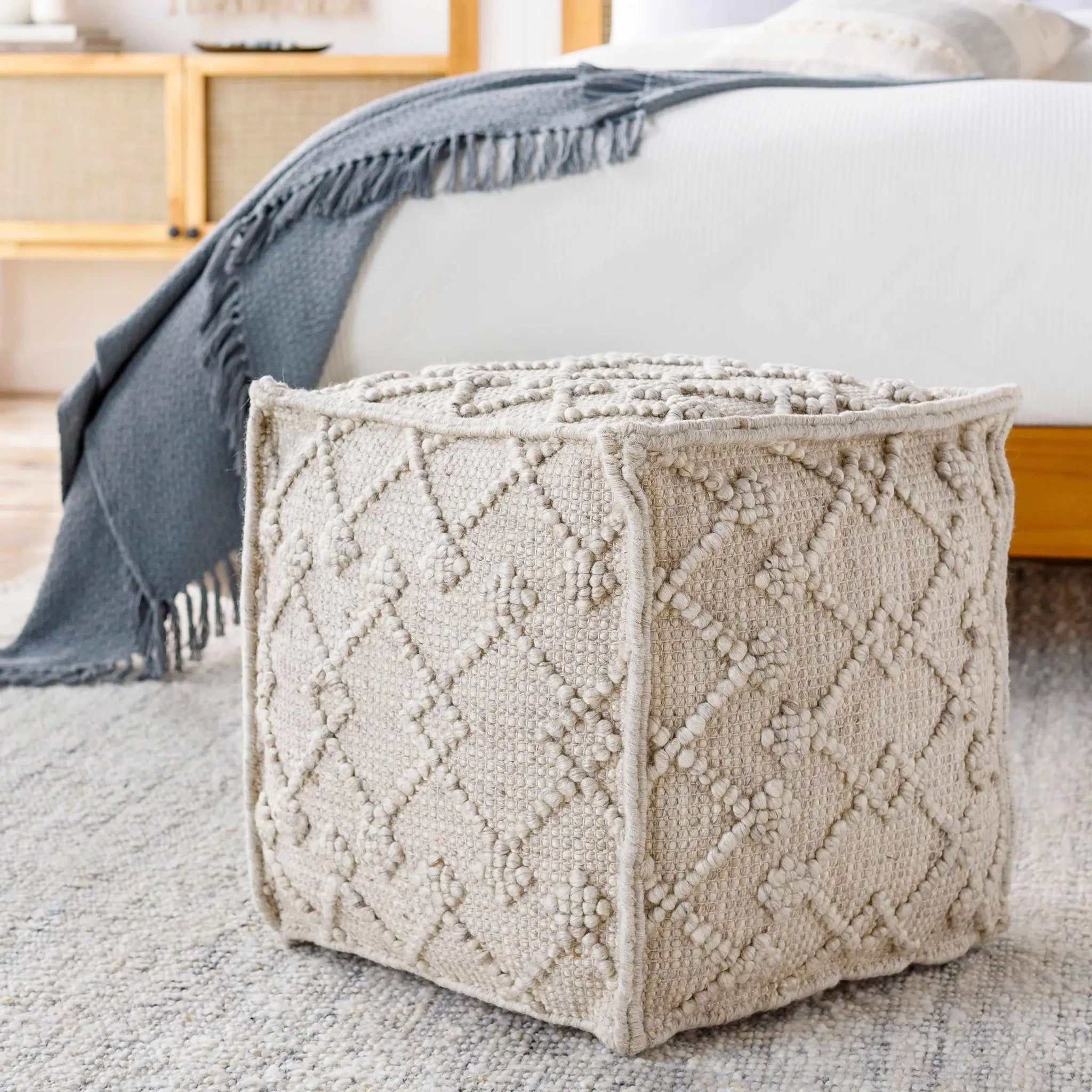 Toronto Hand Woven Wool Pouf by Boutique Rugs