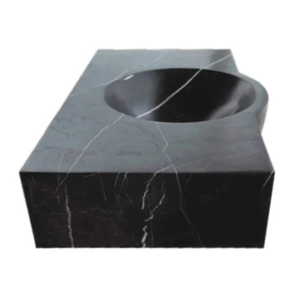 Toros Black Marble Rectangular Wall-mount Bathroom Sink (W)17" (L)30" (H)6" by GobekDesign