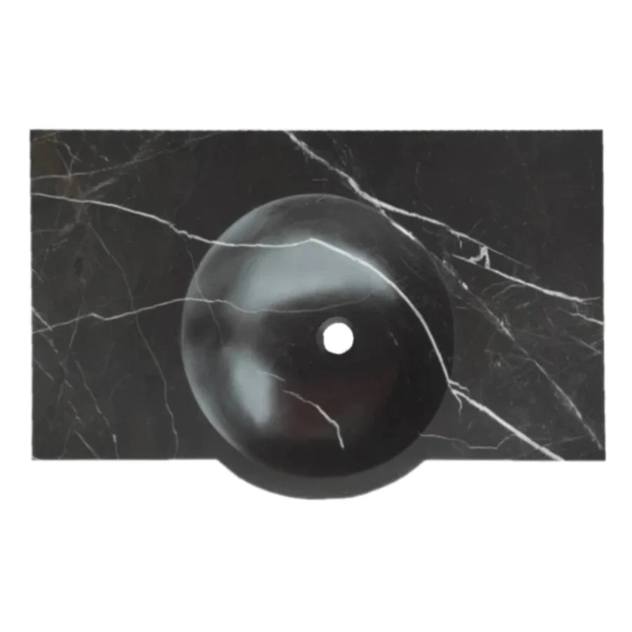 Toros Black Marble Rectangular Wall-mount Bathroom Sink (W)17" (L)30" (H)6" by GobekDesign