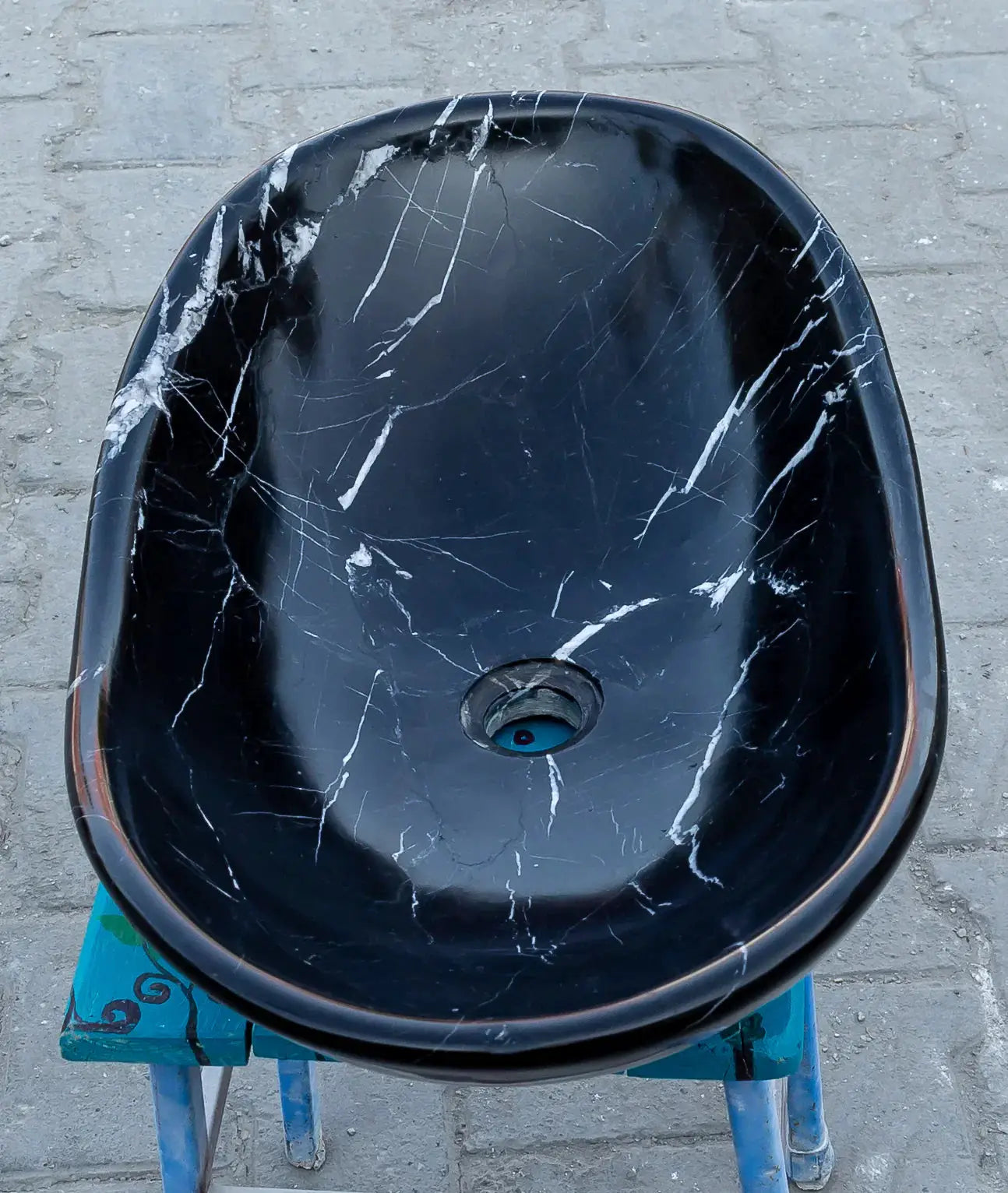 Black Turkish Marble Handcrafted Vessel Bathroom Sink - Above Counter Vanity Design by GobekDesign