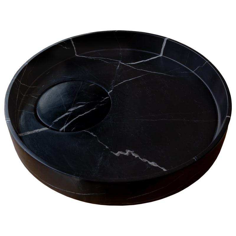 Toros Black Natural Stone Marble Artistic Vessel Sink Polished (D)17.5" (H)6" by GobekDesign