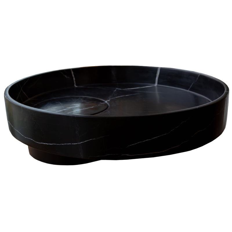 Toros Black Natural Stone Marble Artistic Vessel Sink Polished (D)17.5" (H)6" by GobekDesign
