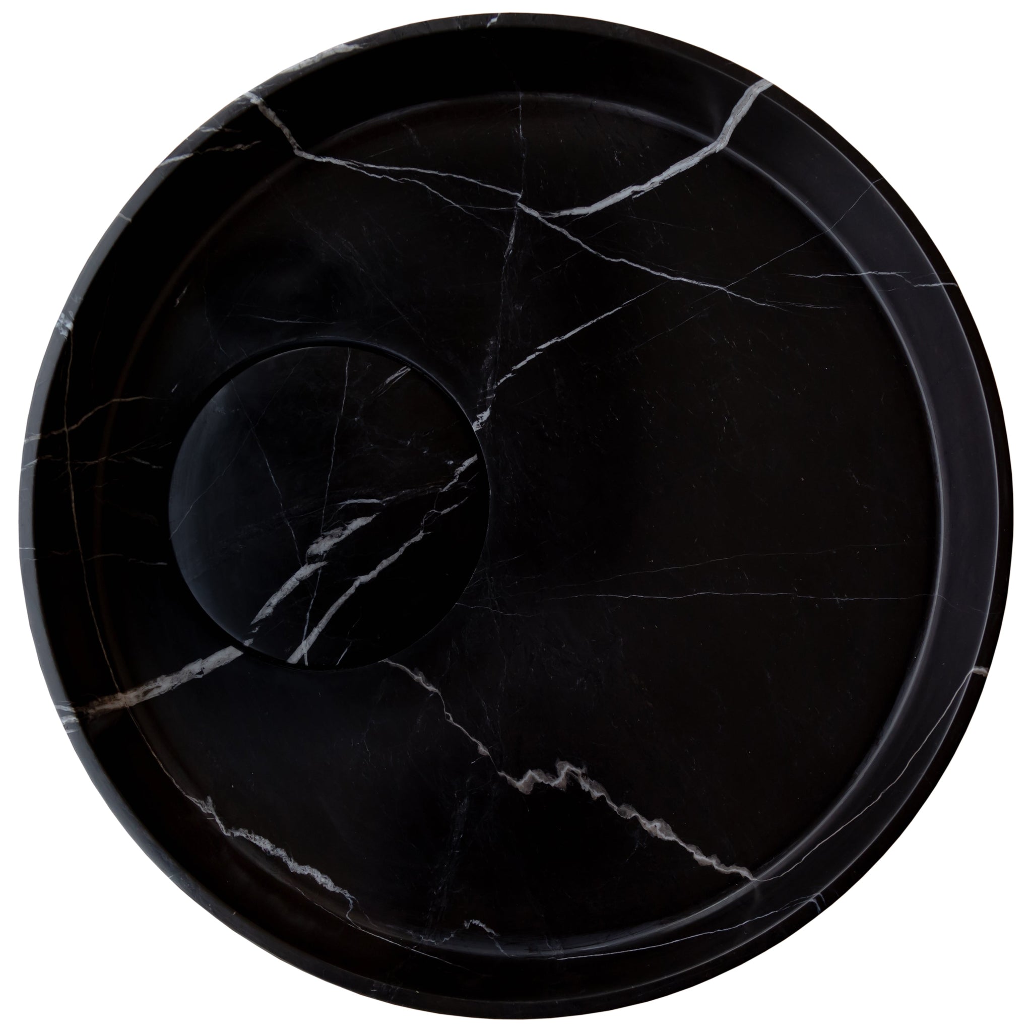 Toros Black Natural Stone Marble Artistic Vessel Sink Polished (D)17.5" (H)6" by GobekDesign