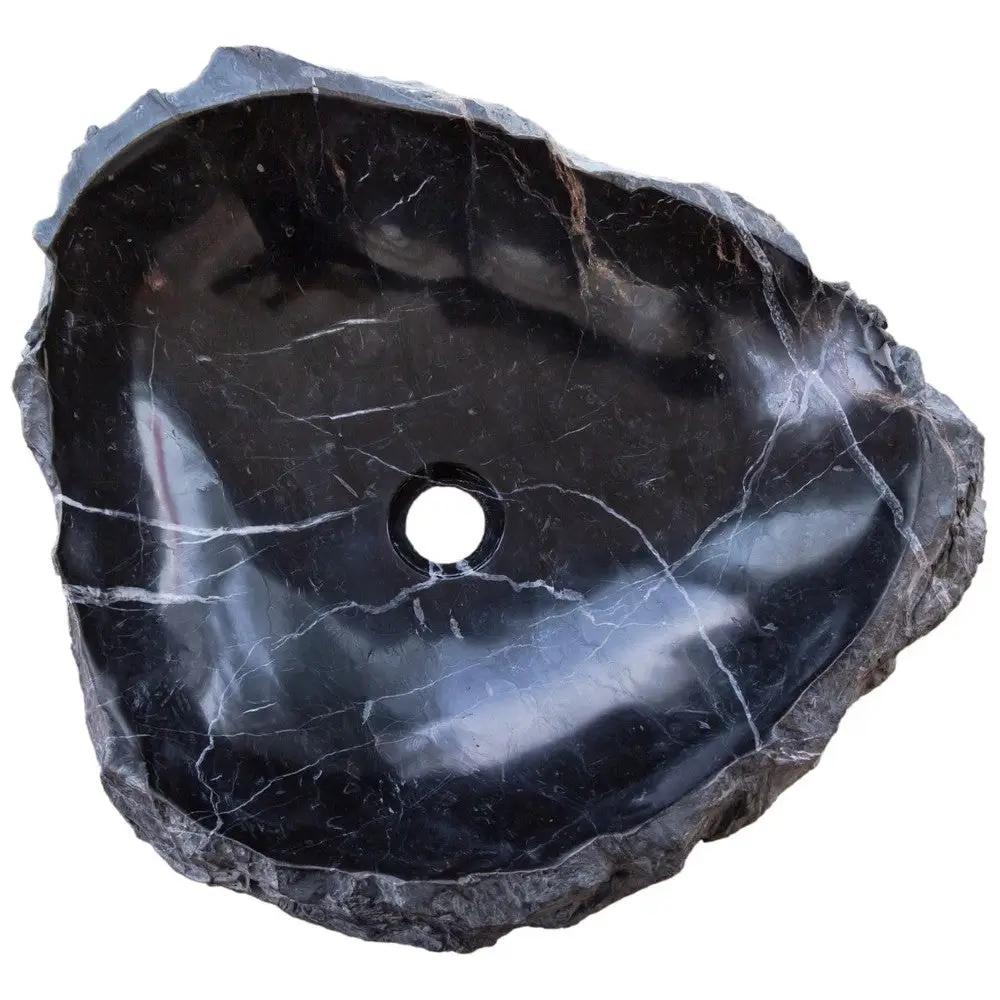 Black Turkish Marble Natural Stone Handcrafted Vessel Sink 17x17x5 by GobekDesign
