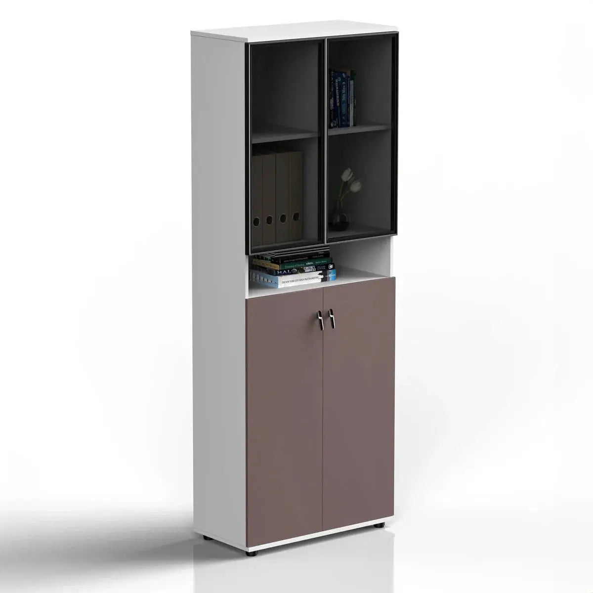 Thurby · Office Cabinet w/ Glass Panel Display Shelves by Arc Grove