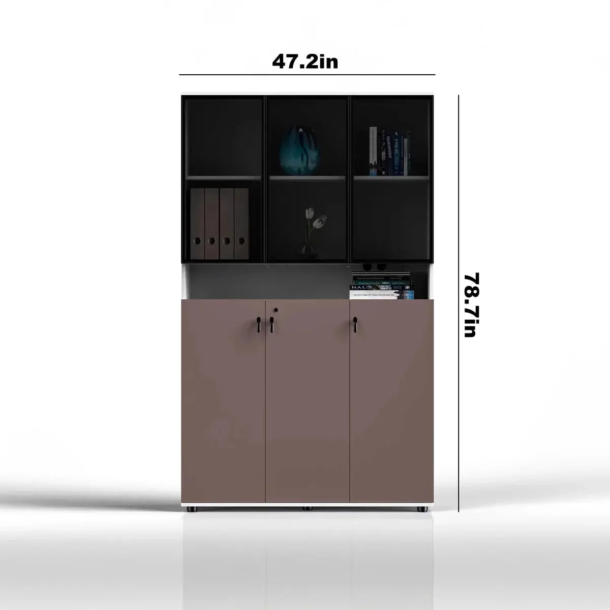 Thurby · Office Cabinet w/ Glass Panel Display Shelves by Arc Grove