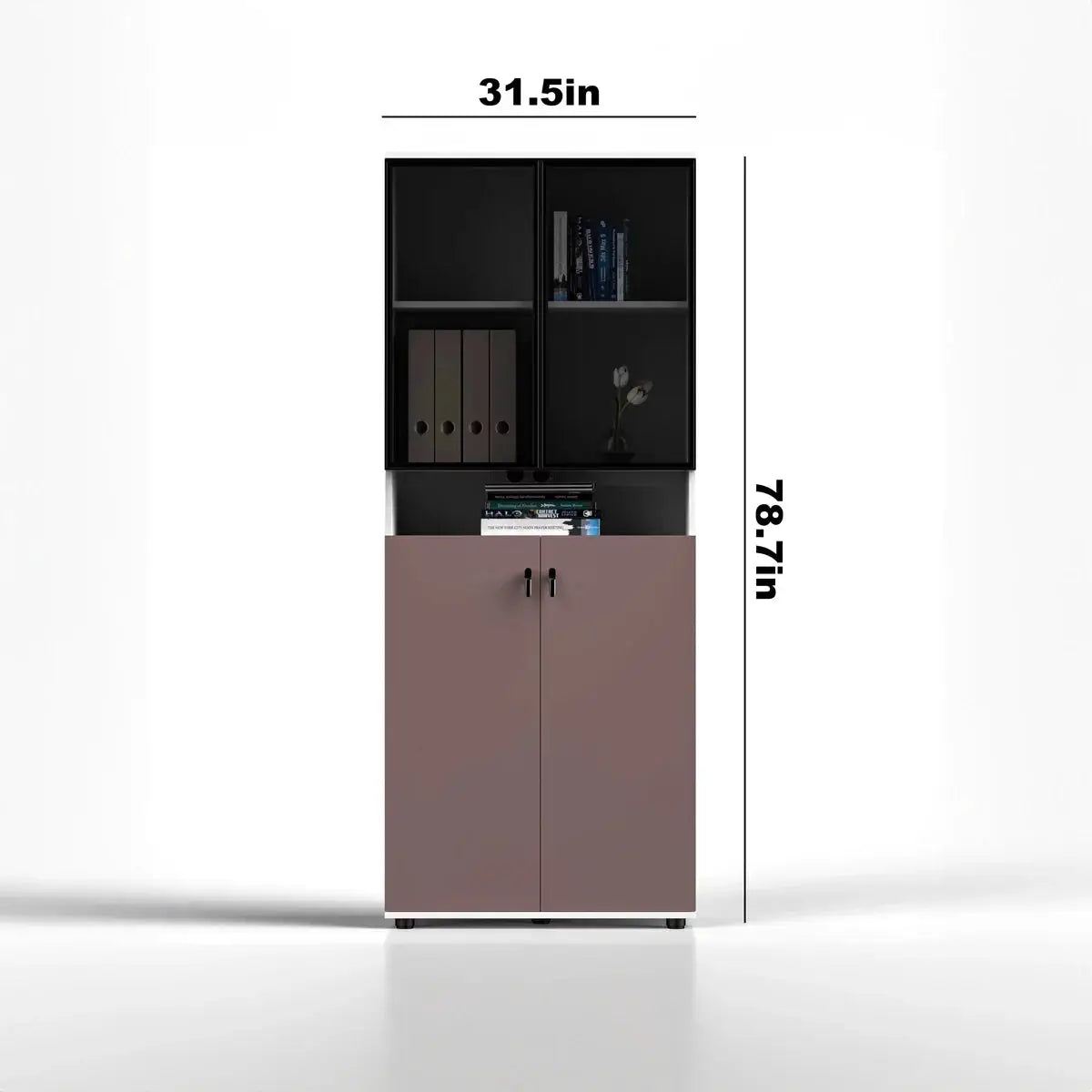 Thurby · Office Cabinet w/ Glass Panel Display Shelves by Arc Grove
