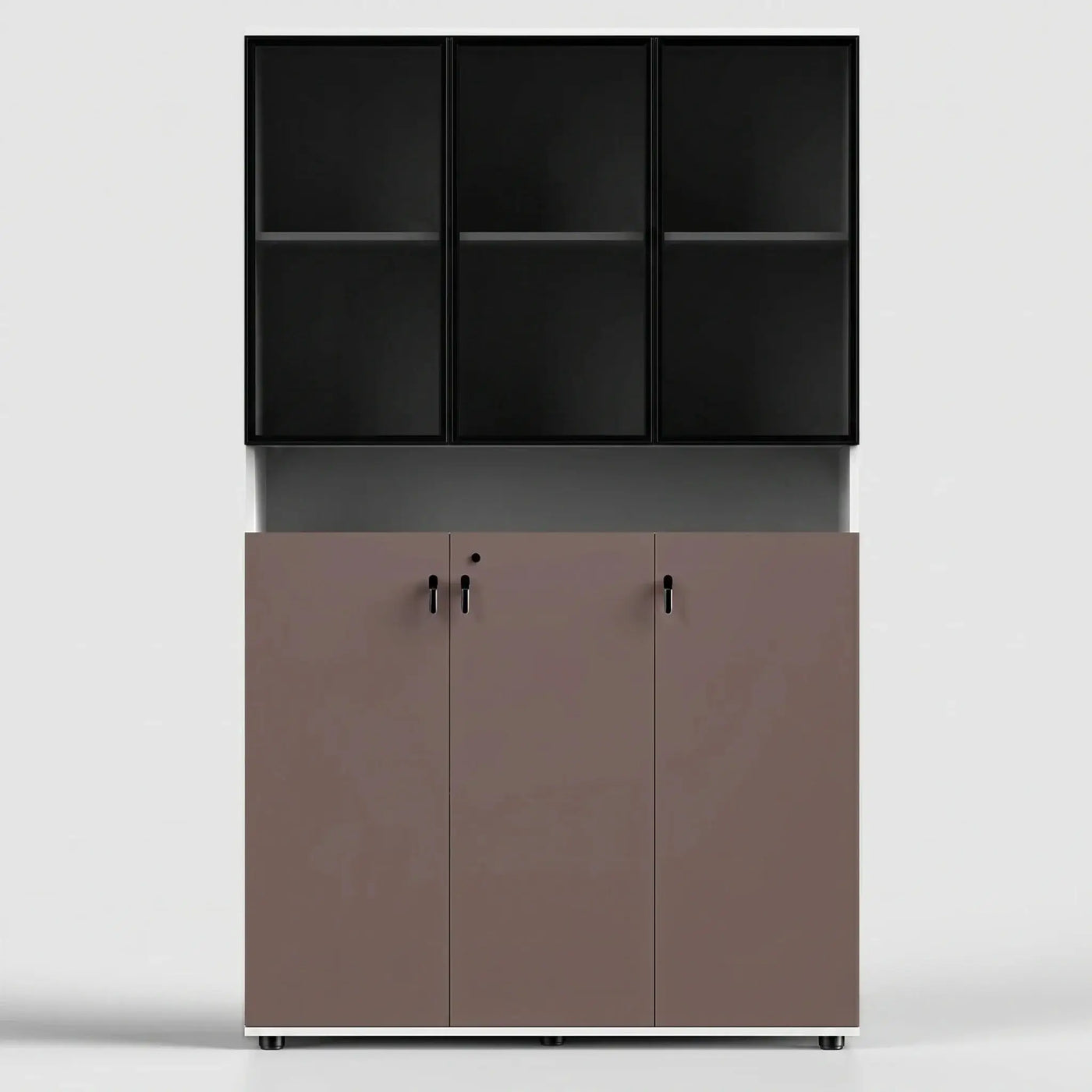 Thurby · Office Cabinet w/ Glass Panel Display Shelves by Arc Grove