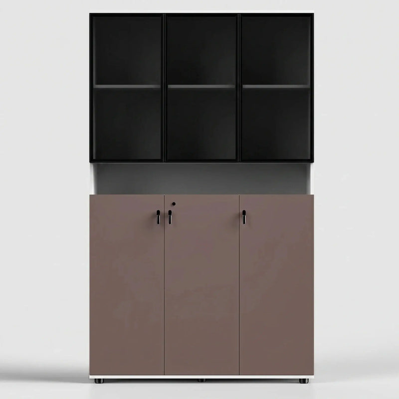 Thurby · Office Cabinet w/ Glass Panel Display Shelves by Arc Grove