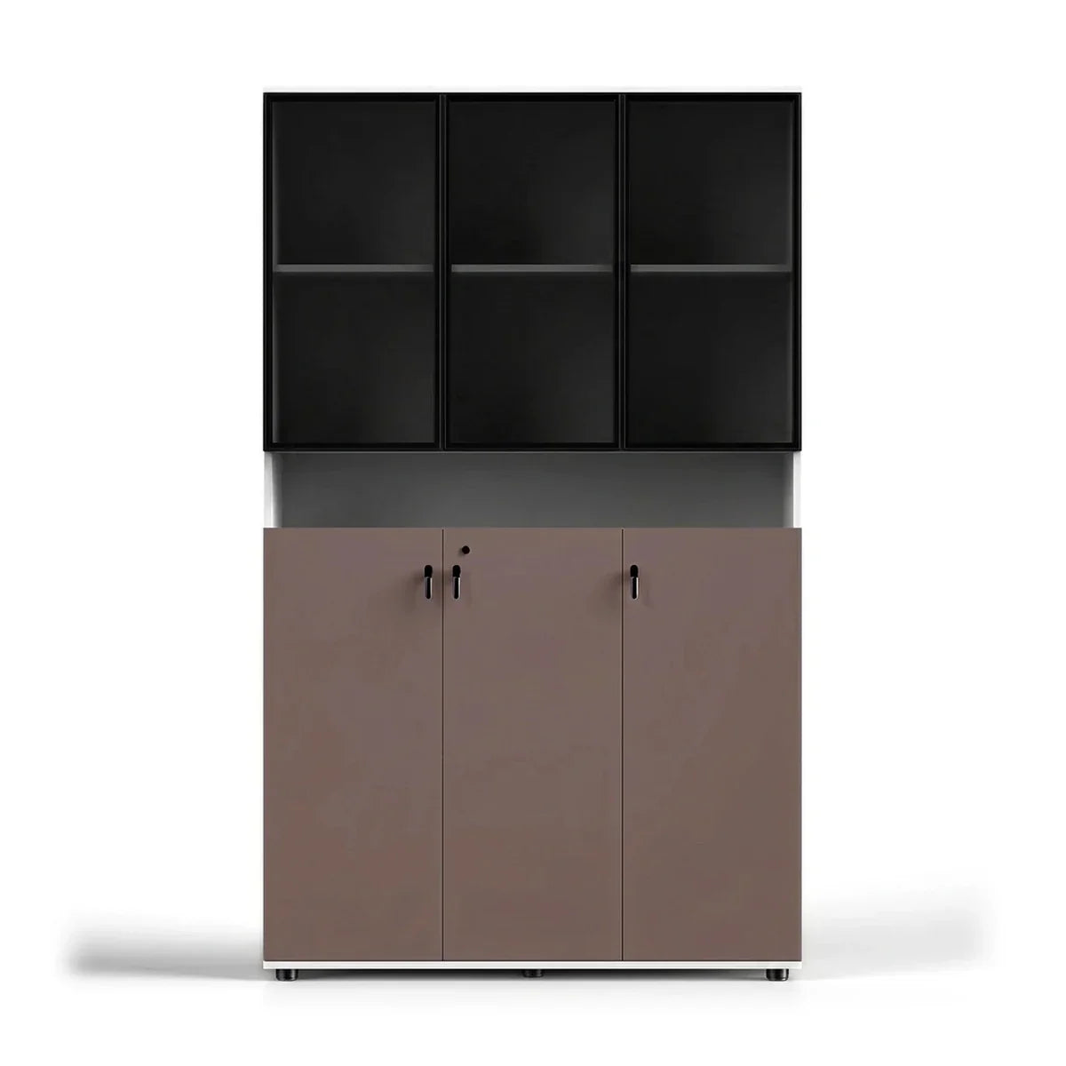 Thurby · Office Cabinet w/ Glass Panel Display Shelves