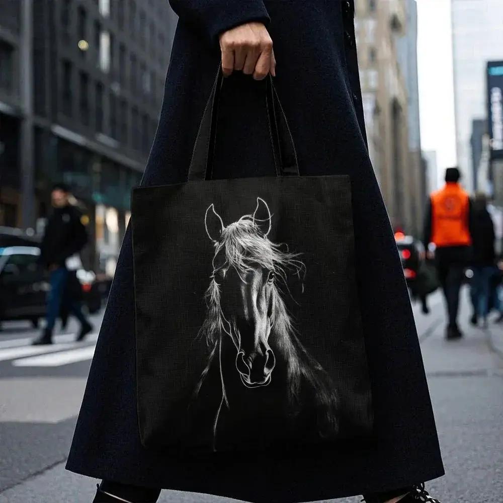 Tote Bag - Reusable Polyester Horse Print Large by House Of Avana