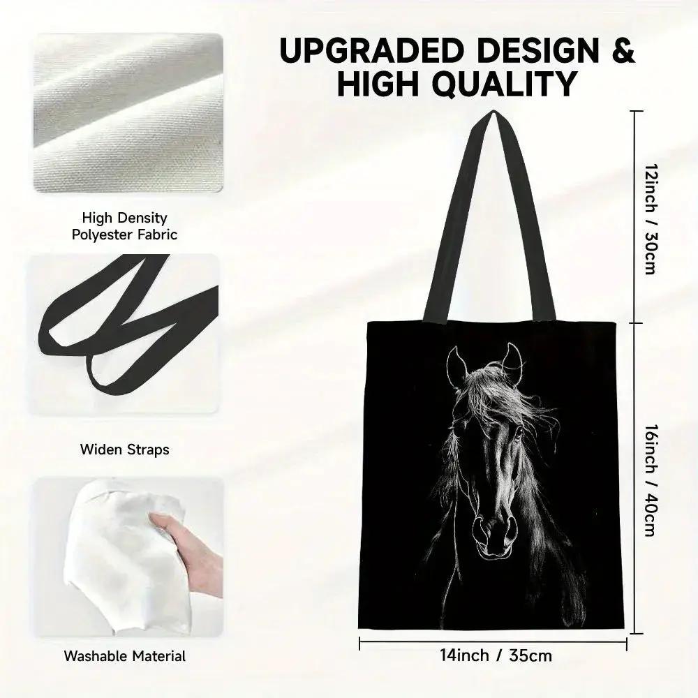 Tote Bag - Reusable Polyester Horse Print Large by House Of Avana