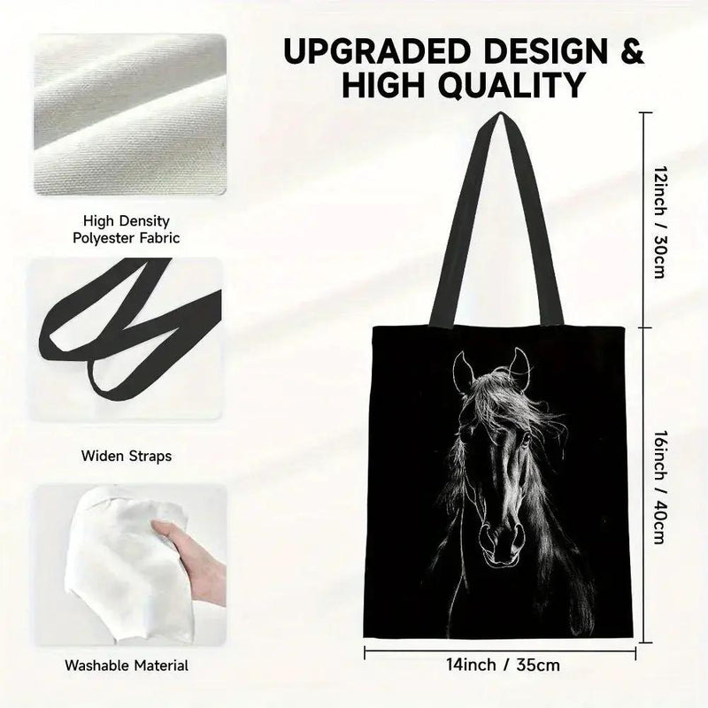 Tote Bag - Reusable Polyester Horse Print Large by House Of Avana