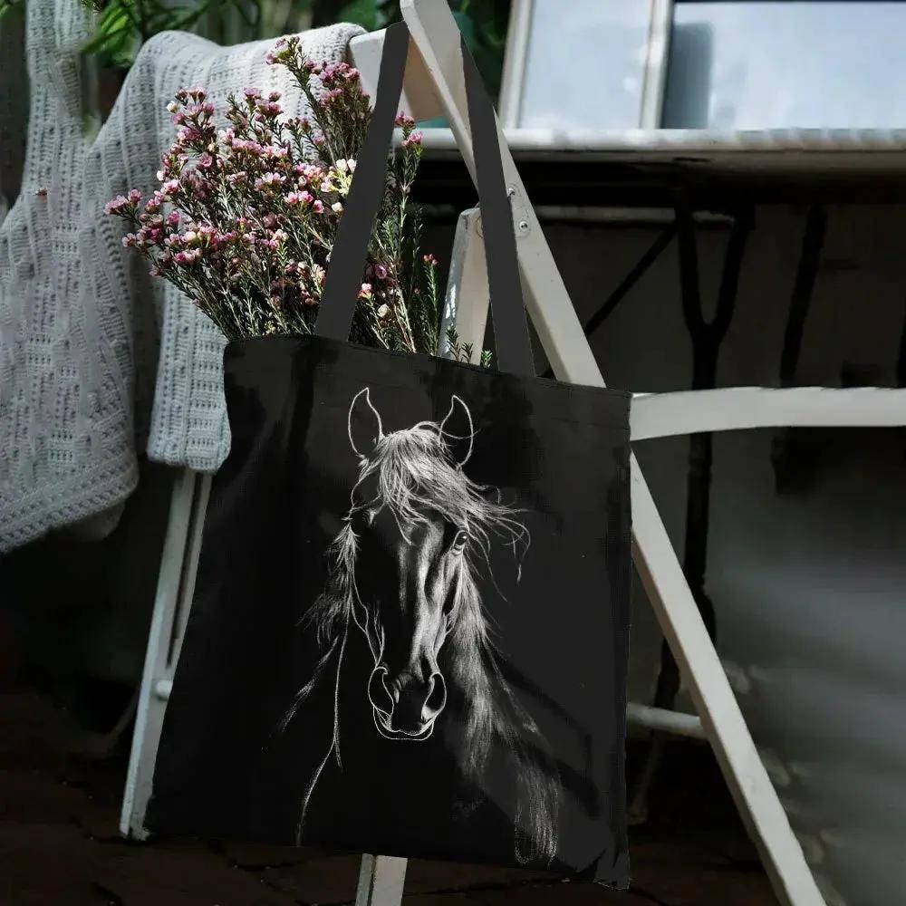 Tote Bag - Reusable Polyester Horse Print Large by House Of Avana