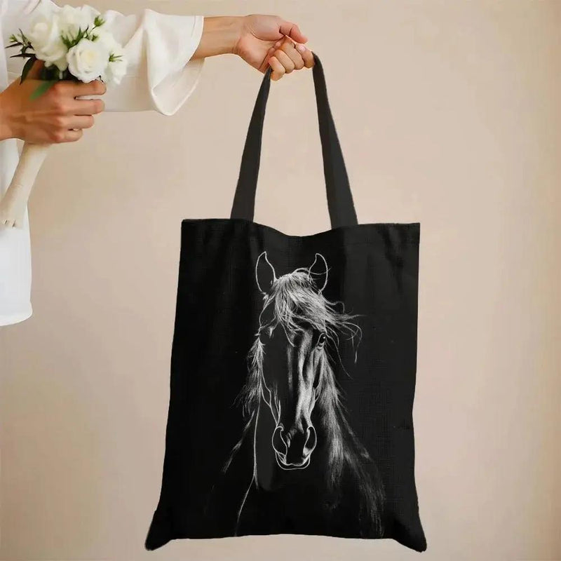 Tote Bag - Reusable Polyester Horse Print Large by House Of Avana