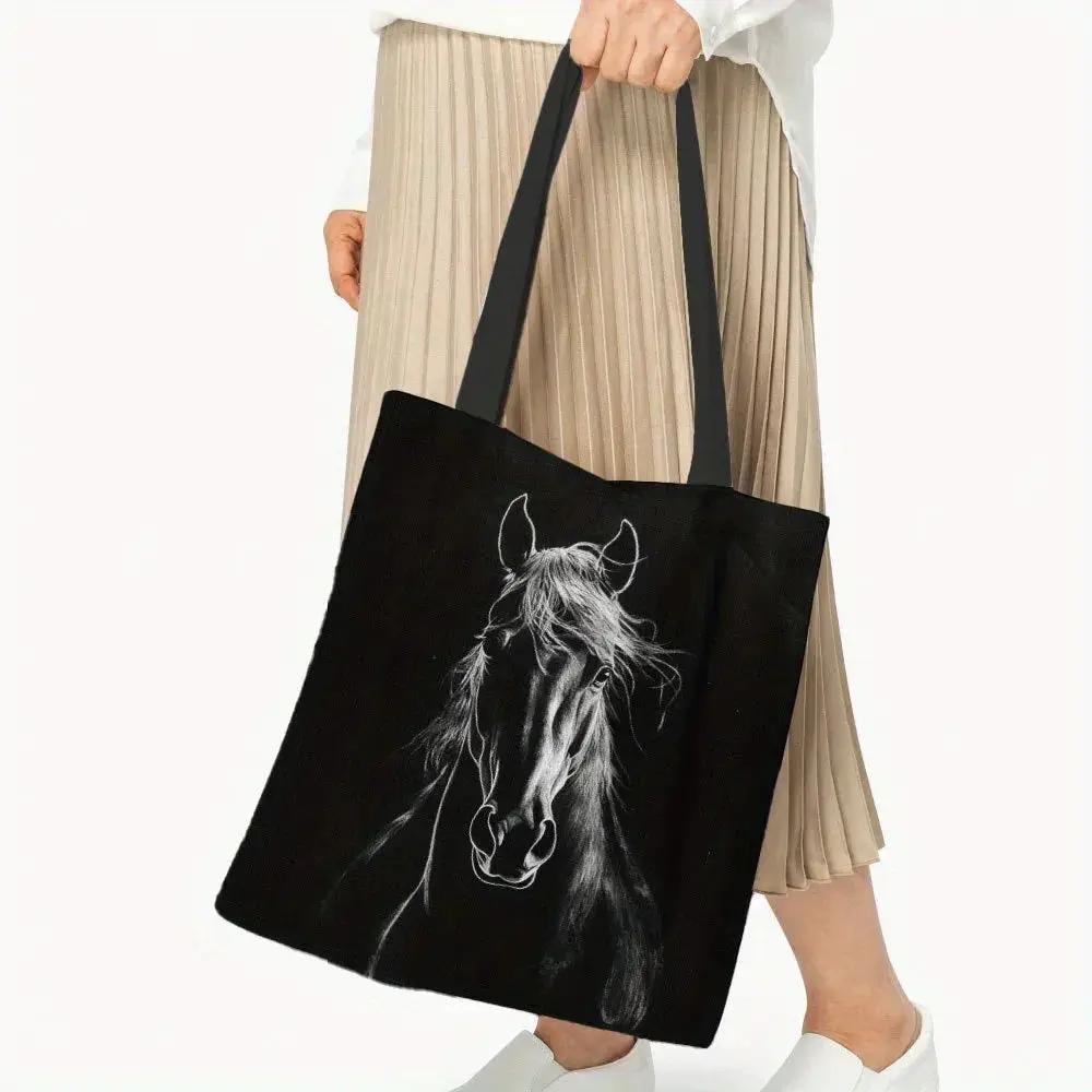 Tote Bag - Reusable Polyester Horse Print Large by House Of Avana