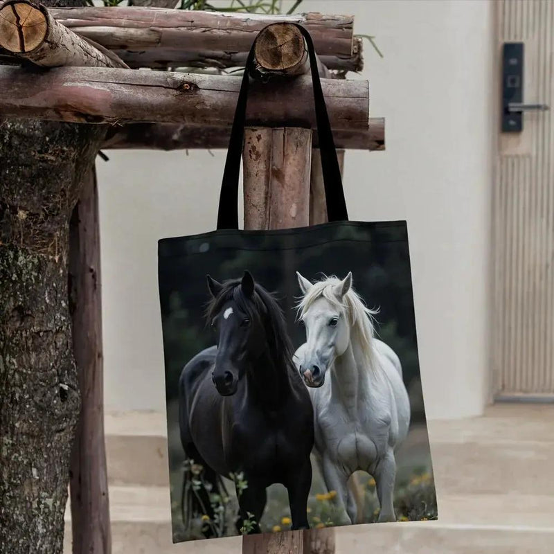 Tote - Reusable Cotton Black White by House Of Avana