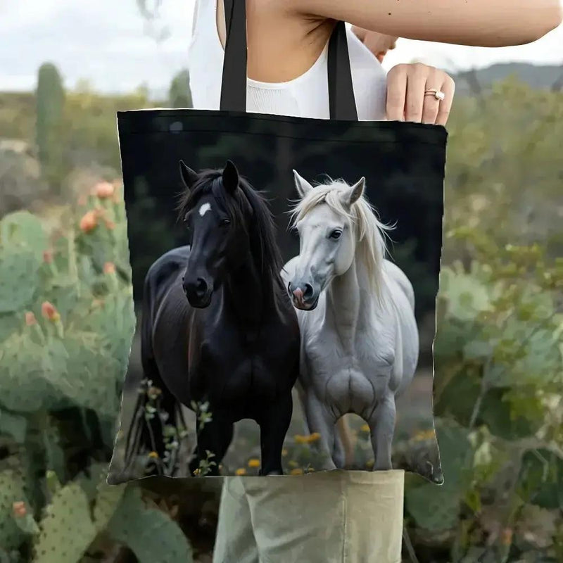 Tote - Reusable Cotton Black White by House Of Avana