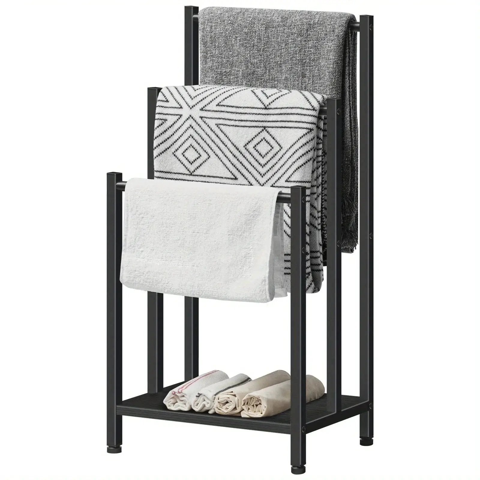 Towel Rack - Industrial Metal Black 3 Tier by House Of Avana