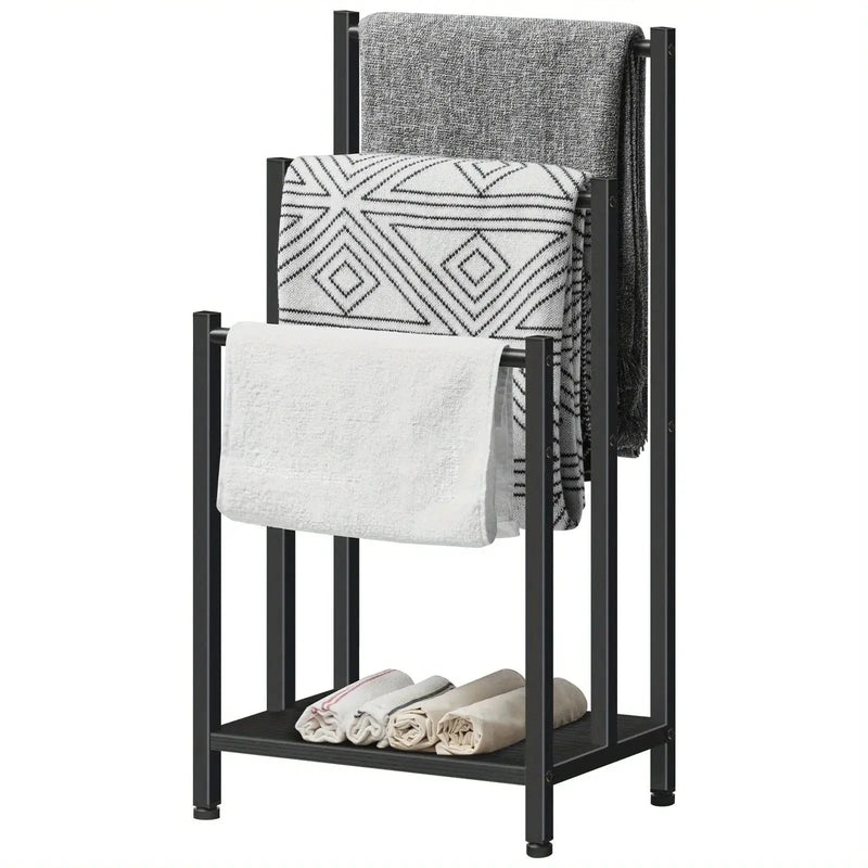 Towel Rack - Industrial Metal Black 3 Tier by House Of Avana