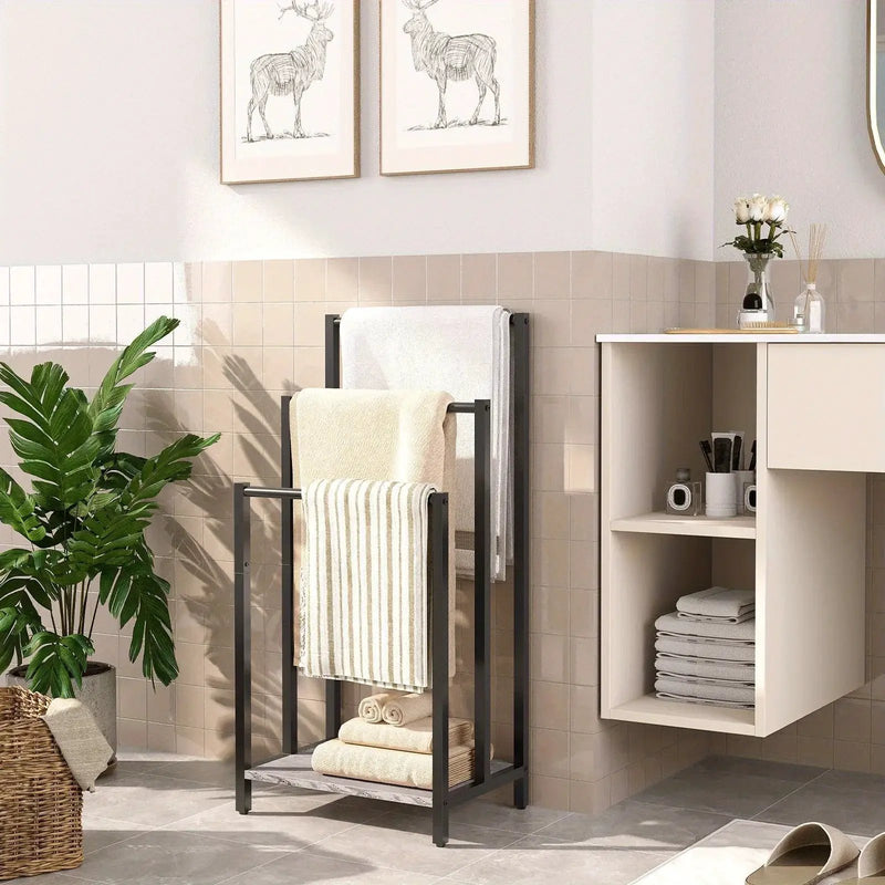 Towel Rack - Industrial Metal Black 3 Tier by House Of Avana