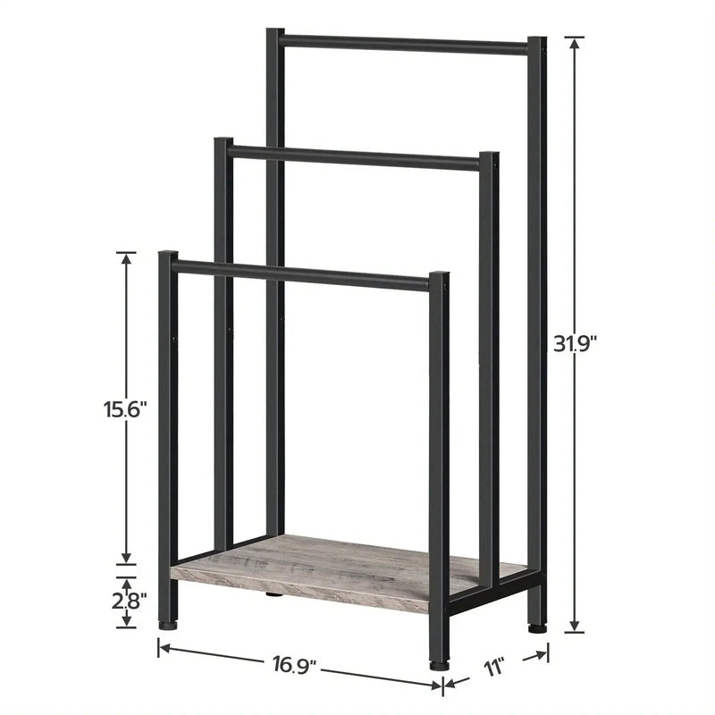 Towel Rack - Industrial Metal Black 3 Tier by House Of Avana