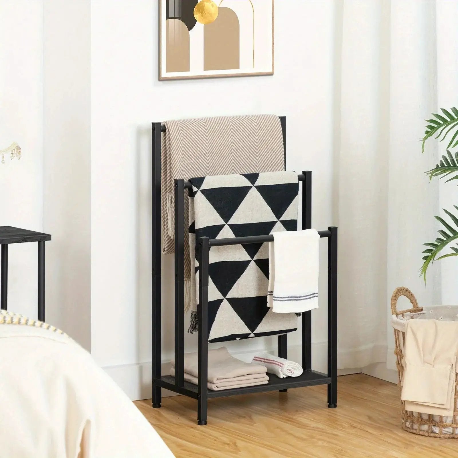 Towel Rack - Industrial Metal Black 3 Tier by House Of Avana