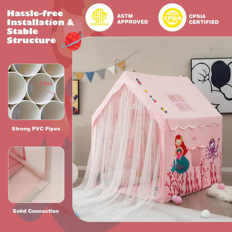 Large Kids Play Tent with Removable Cotton Mat by DirectDeals