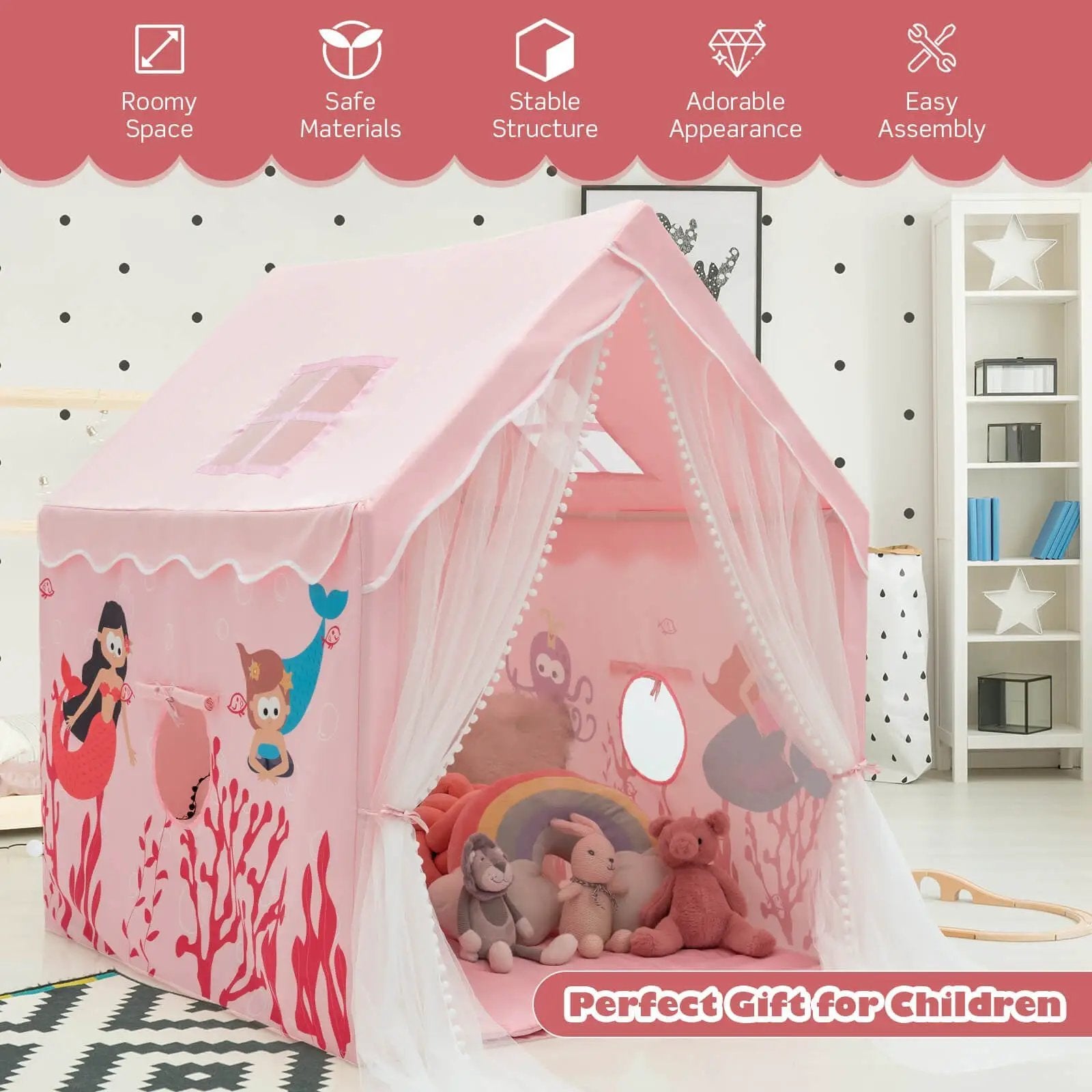Large Kids Play Tent with Removable Cotton Mat by DirectDeals