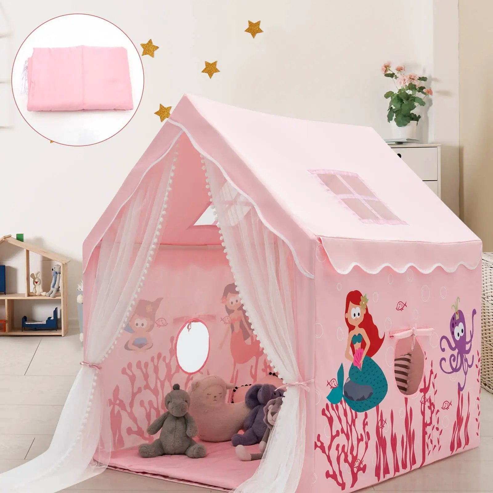 Large Kids Play Tent with Removable Cotton Mat by DirectDeals
