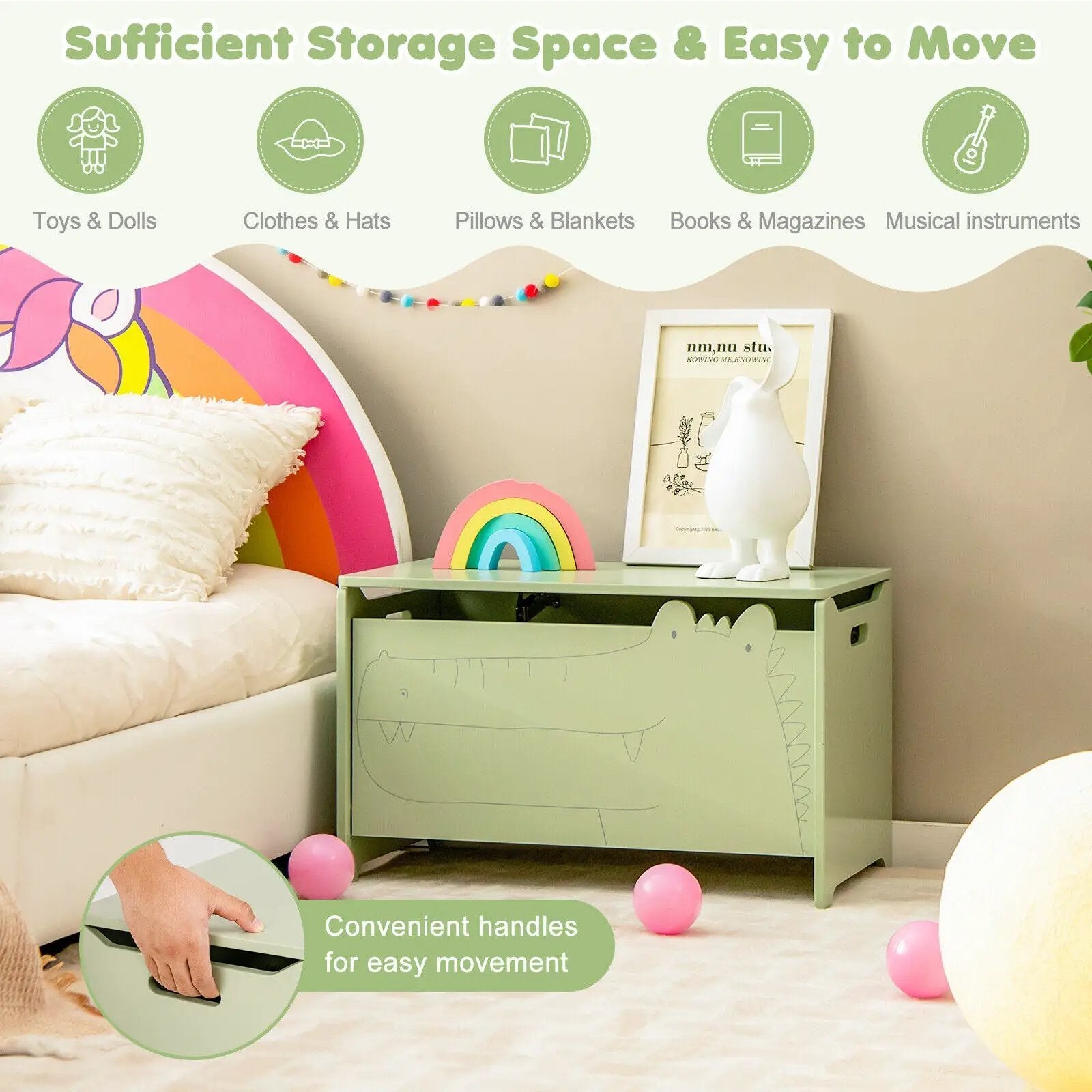 Wooden Kids Toy Box with Safety Hinge by DirectDeals
