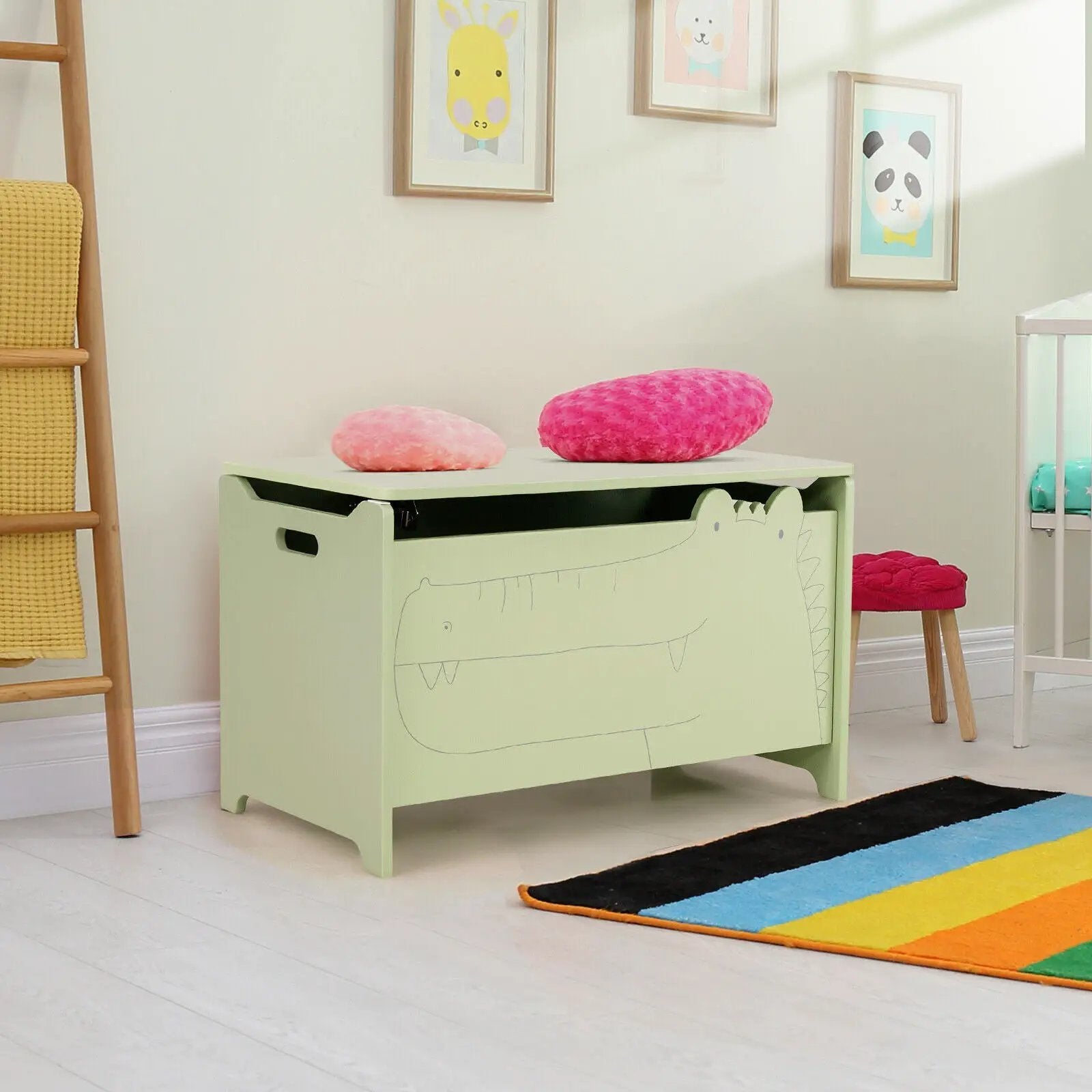 Wooden Kids Toy Box with Safety Hinge by DirectDeals