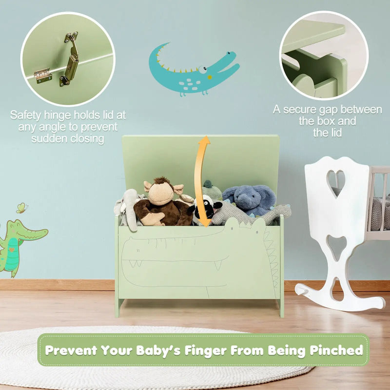Wooden Kids Toy Box with Safety Hinge by DirectDeals