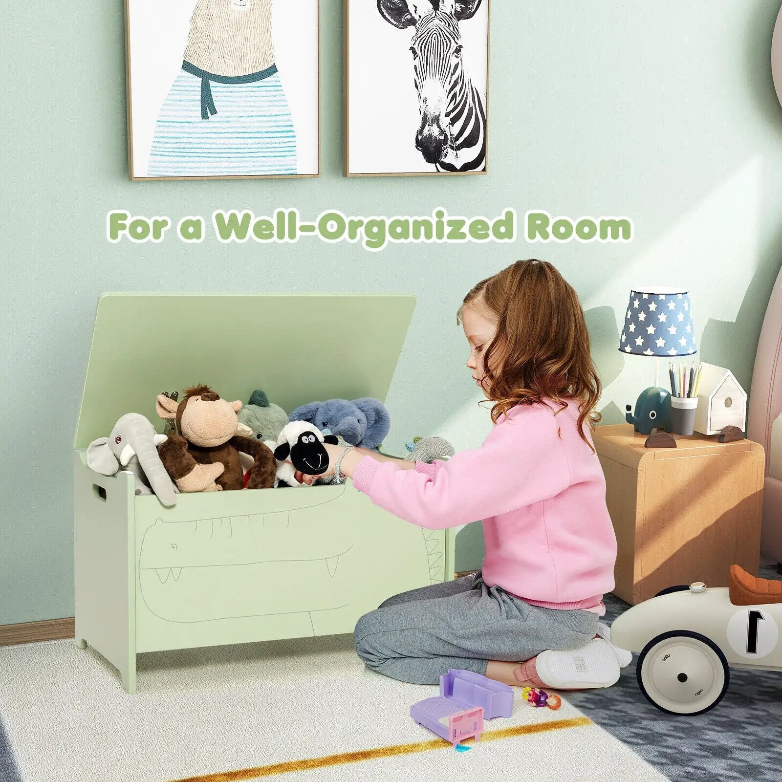 Wooden Kids Toy Box with Safety Hinge by DirectDeals