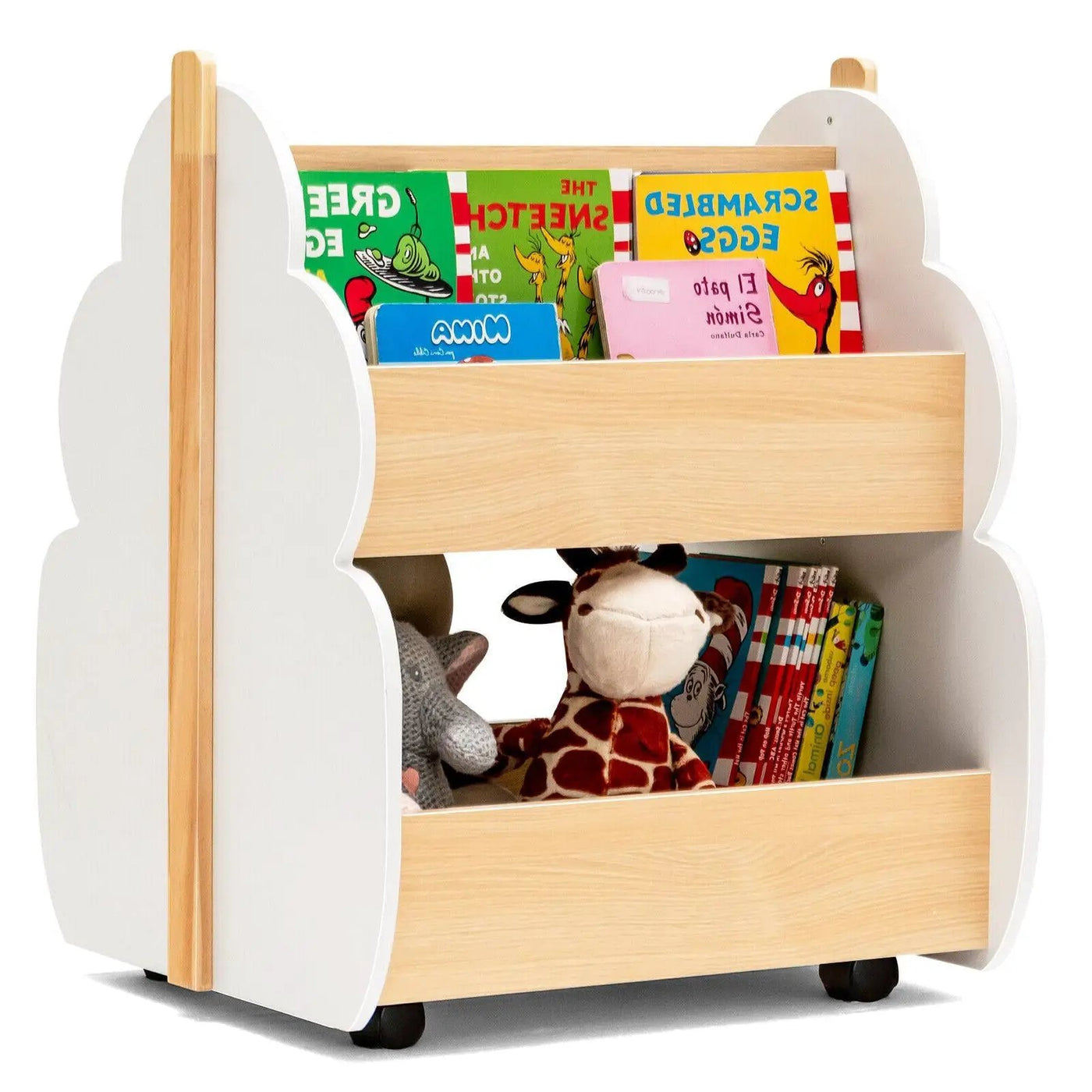 Kids Wooden Bookshelf with Universal Wheels by DirectDeals