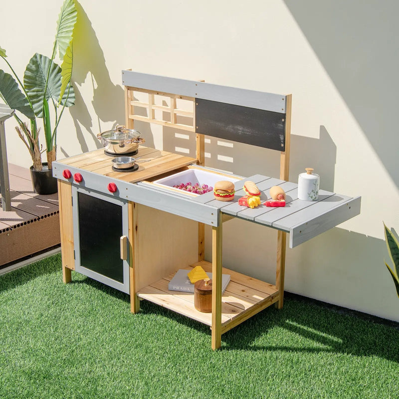 Outdoor Kid's Mud Kitchen Set with Detachable Water Box for Toddlers Over 3 by DirectDeals