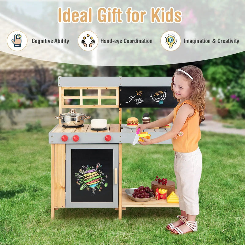 Outdoor Kid's Mud Kitchen Set with Detachable Water Box for Toddlers Over 3 by DirectDeals