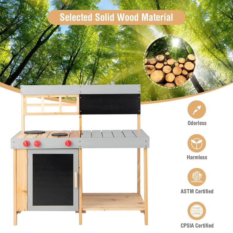 Outdoor Kid's Mud Kitchen Set with Detachable Water Box for Toddlers Over 3 by DirectDeals