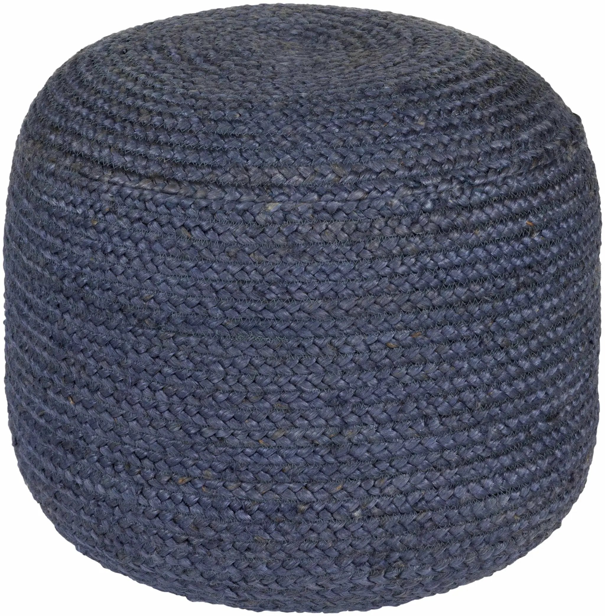 Gail Navy Jute Knitted Pouf by Boutique Rugs