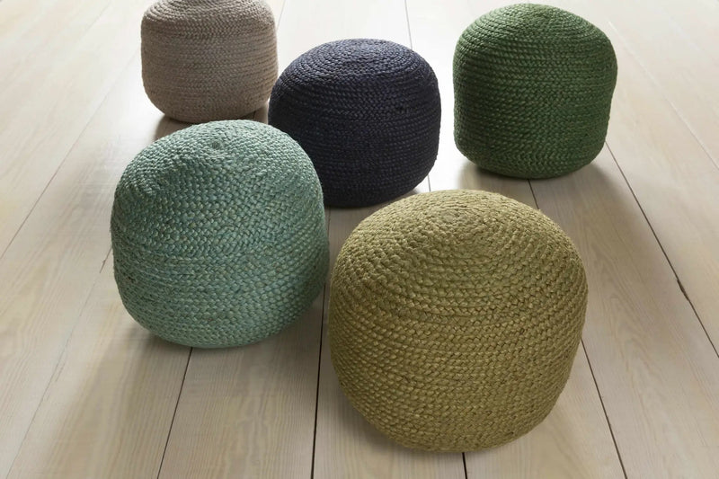 Gail Navy Jute Knitted Pouf by Boutique Rugs