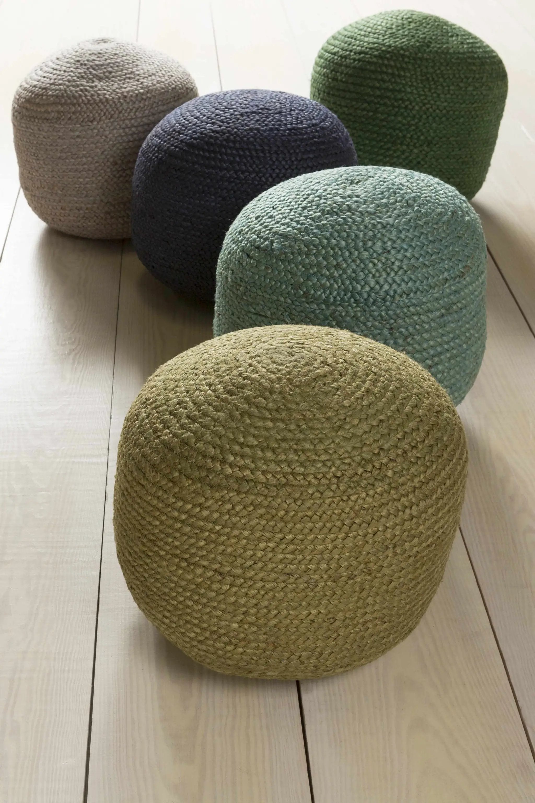 Gail Navy Jute Knitted Pouf by Boutique Rugs
