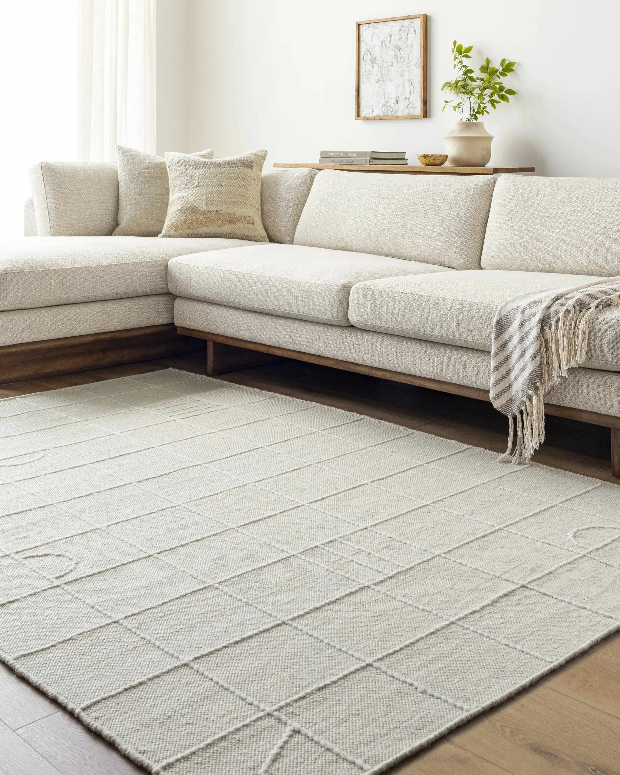 Tieve Off White Checkered Area Rug - Clearance by Boutique Rugs