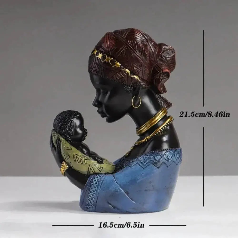 Traditional African Mother & Child Resin Sculpture Decorative Figurine by House Of Avana