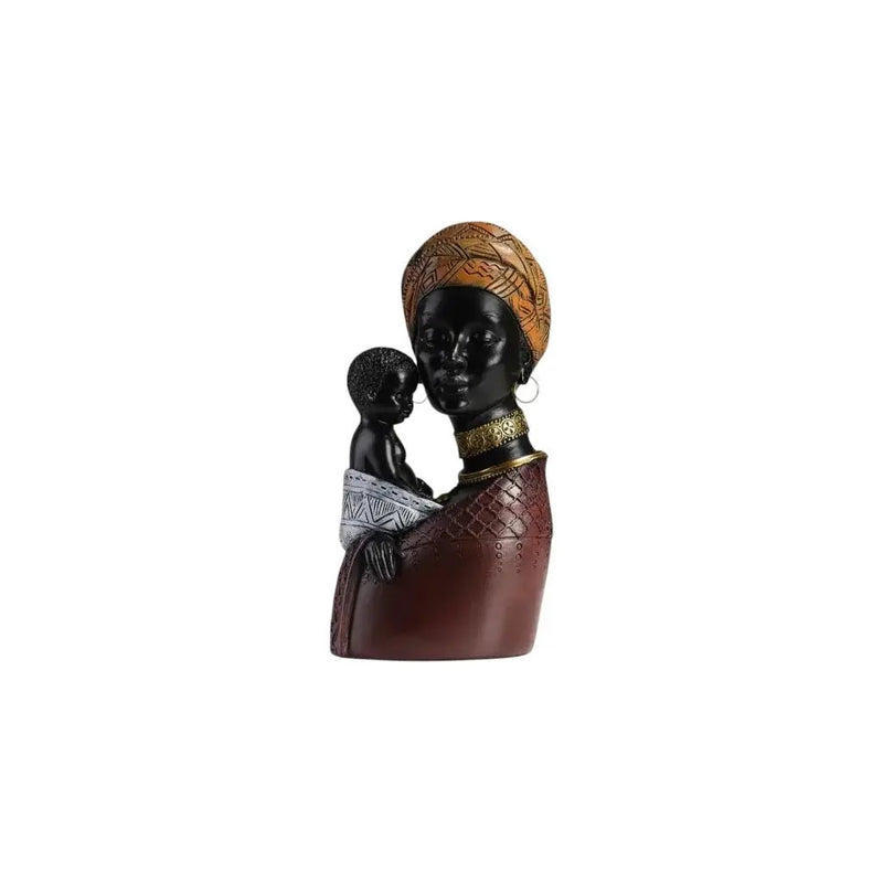 Traditional African Mother & Child Resin Sculpture Decorative Figurine by House Of Avana