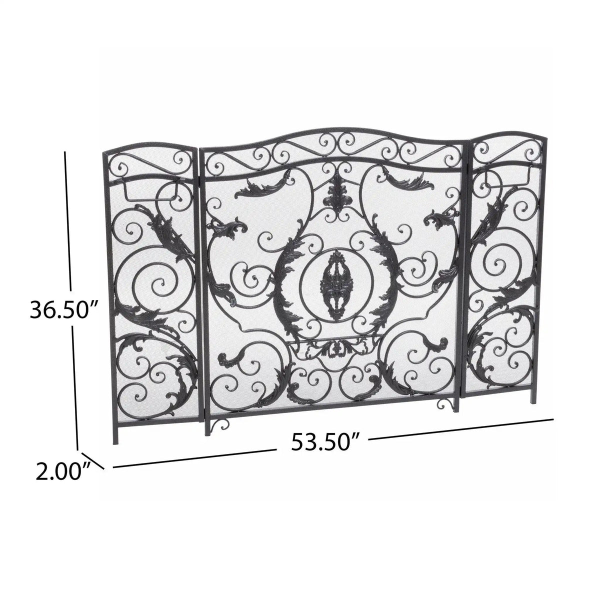 Mariella Traditional Floral Iron Fireplace Screen with Ornate Design, photo 7 of 8