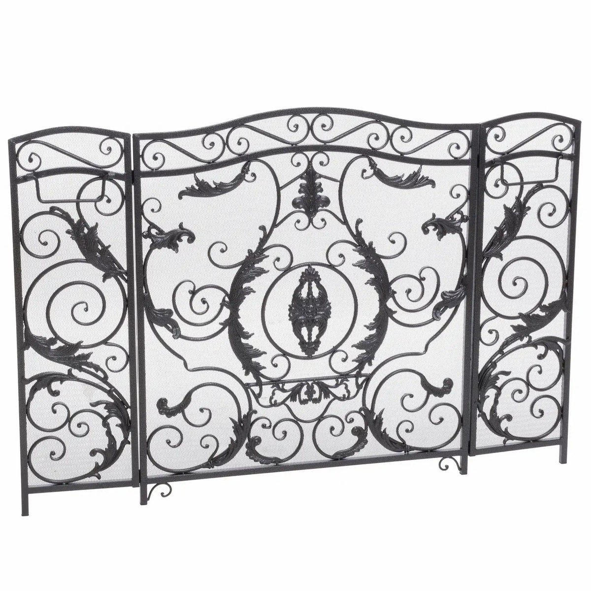 Mariella Traditional Floral Iron Fireplace Screen with Ornate Design, photo 2 of 8