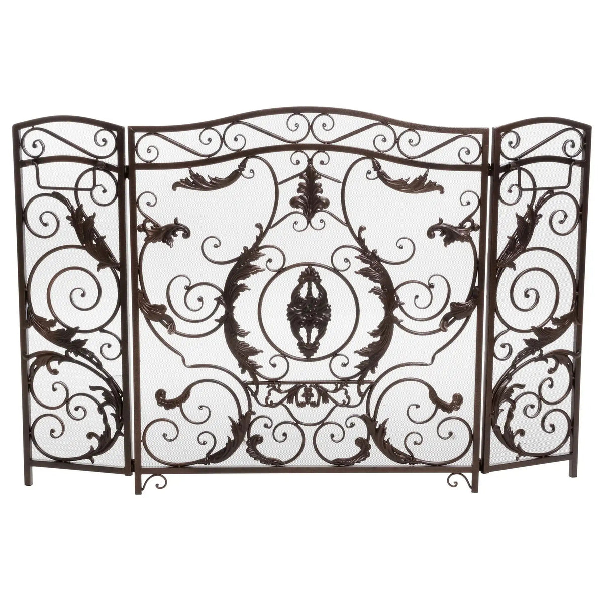 Mariella Traditional Floral Iron Fireplace Screen with Ornate Design
