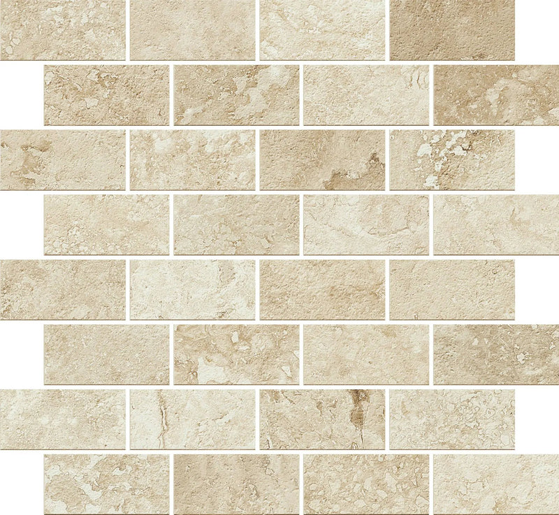 Trail Cross Cut Beige Bullnose Travertine Look Porcelain Moldings 3x24 by landmarkceramics