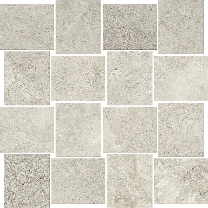Trail Cross Cut Grey Mosaic B Travertine Look Porcelain Mosaics 12x12 by landmarkceramics