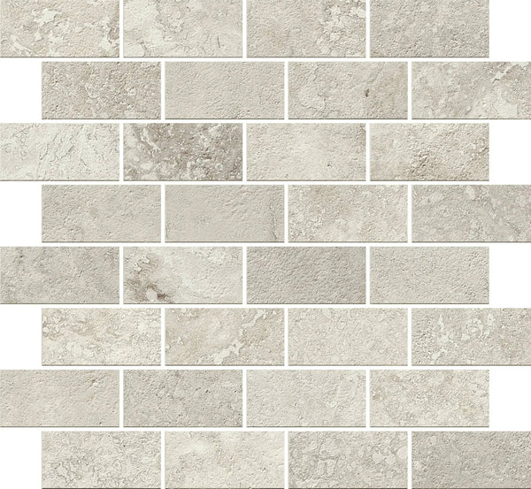 Trail Cross Cut Grey Mosaic J Travertine Look Porcelain Mosaics 12x12